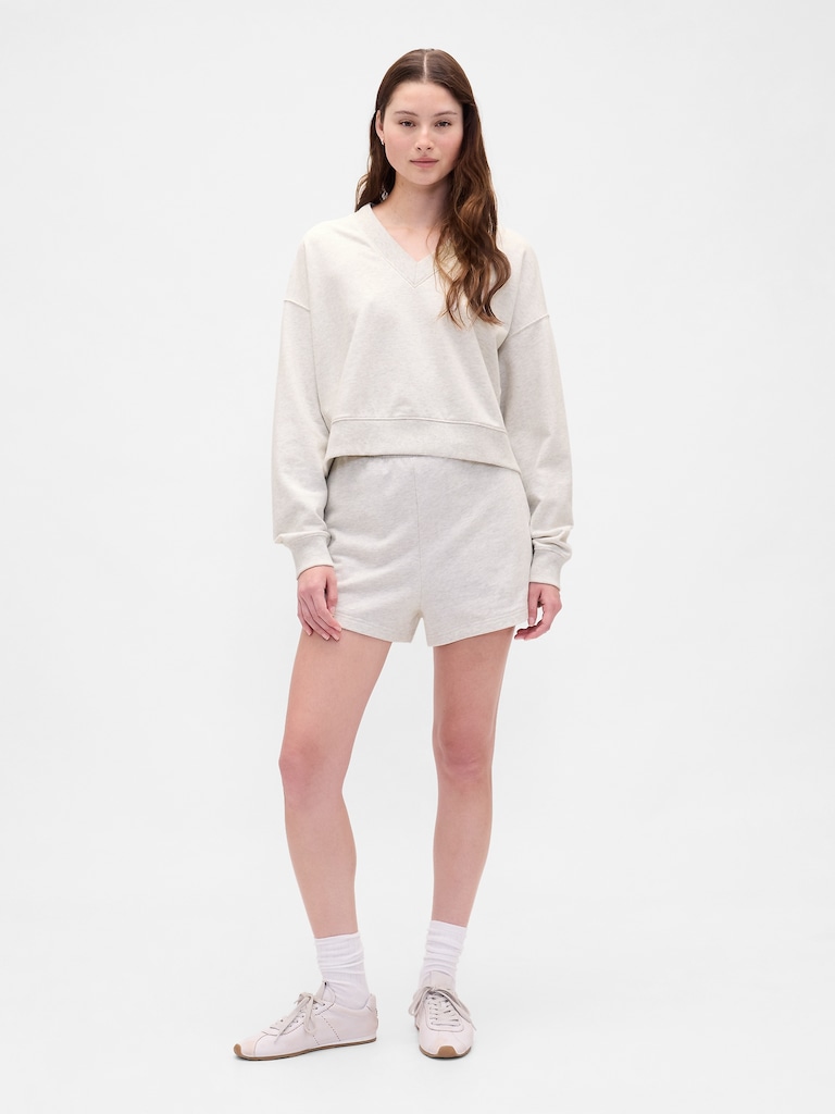 French Terry V-Neck Crop Sweatshirt