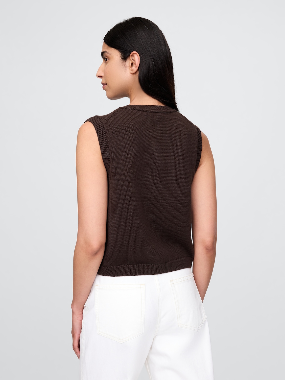 Cropped Cardigan Sweater Vest
