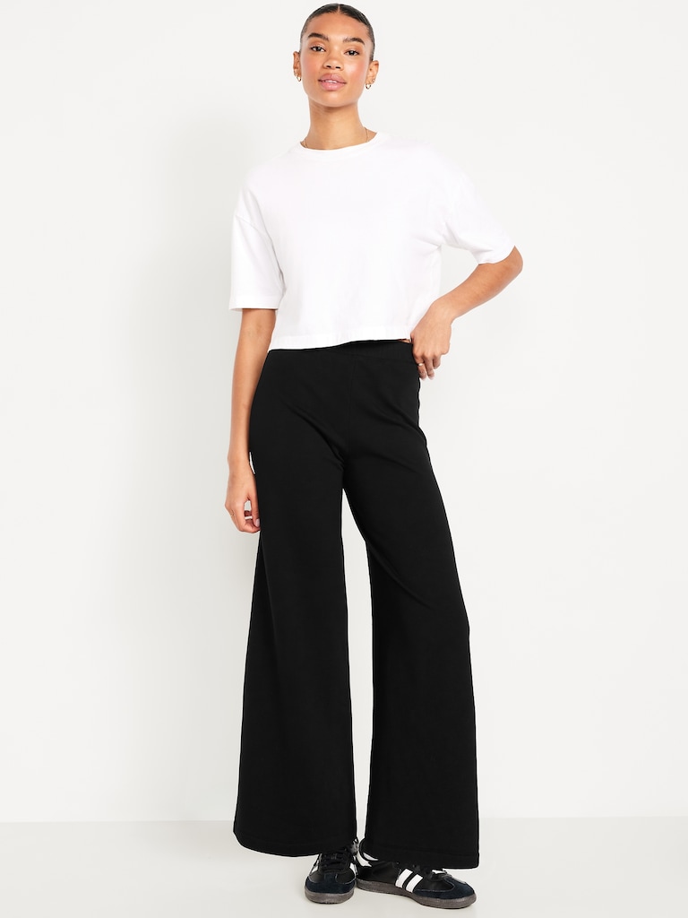 High-Waisted Fleece-Lined Super Wide-Leg Pants