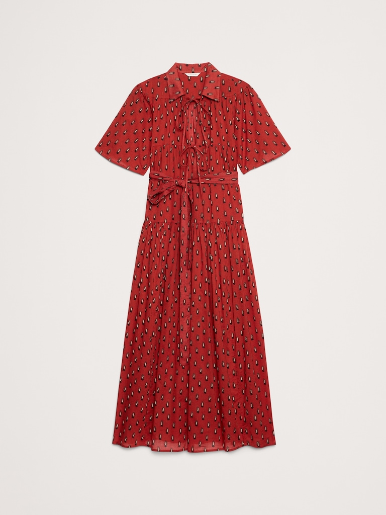 Cotton Tie-Front Shirt Dress