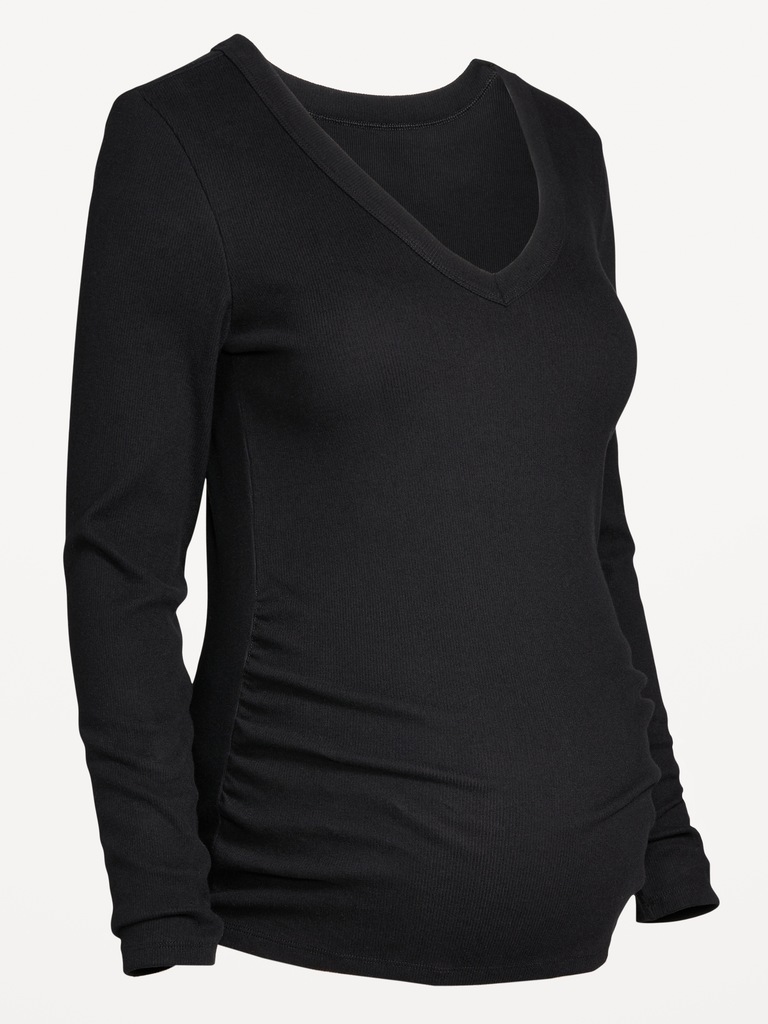 T-shirt moulant et douillet à col en V de maternité