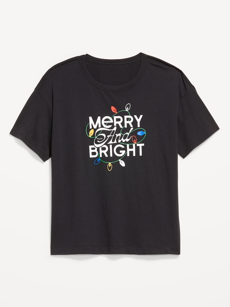 Holiday-Graphic Crew-Neck T-Shirt for Women