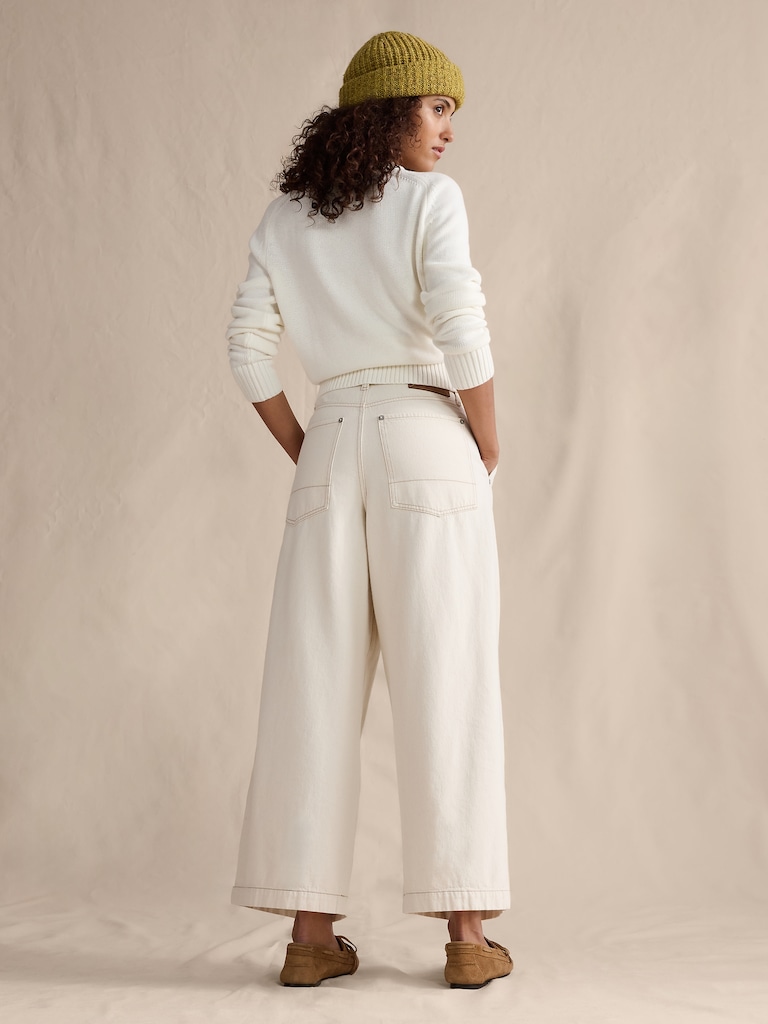 Mid-Rise Loose Pleated Ankle Jean