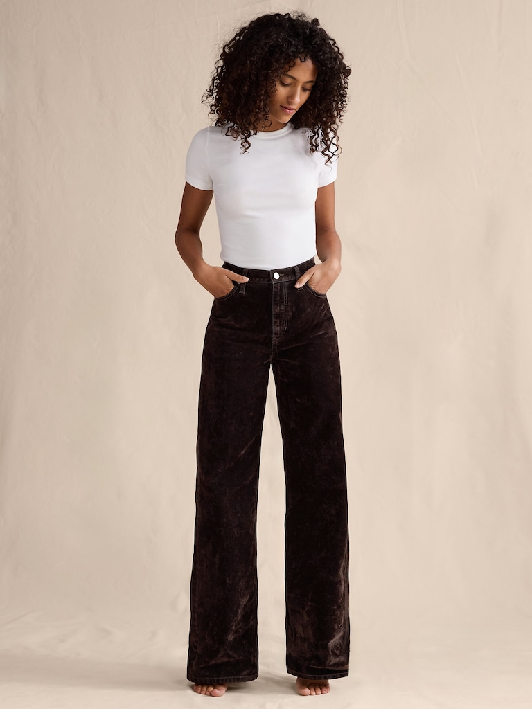 The Icon Classic Wide-Leg Flocked Jean