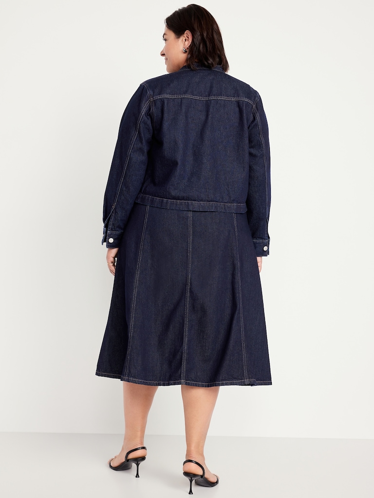 High-Waisted Jean Midi Skirt