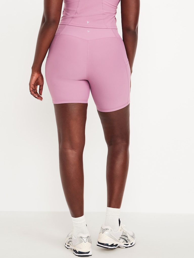High-Waisted PowerSoft Pocket Biker Shorts -- 6-inch inseam