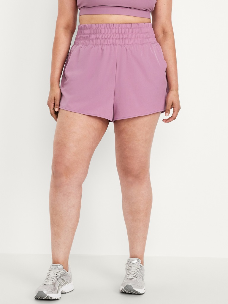 Extra High-Waisted Crinkle Run Shorts -- 3-inch inseam
