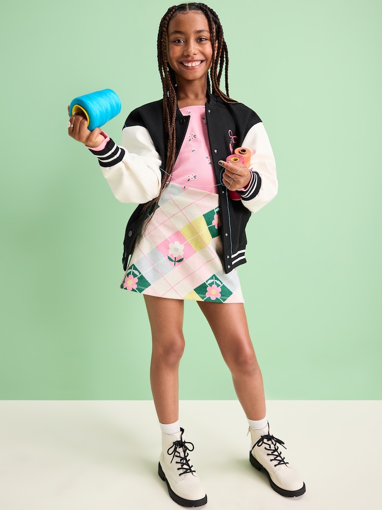Jacquard-Knit Sailor Skort for Girls