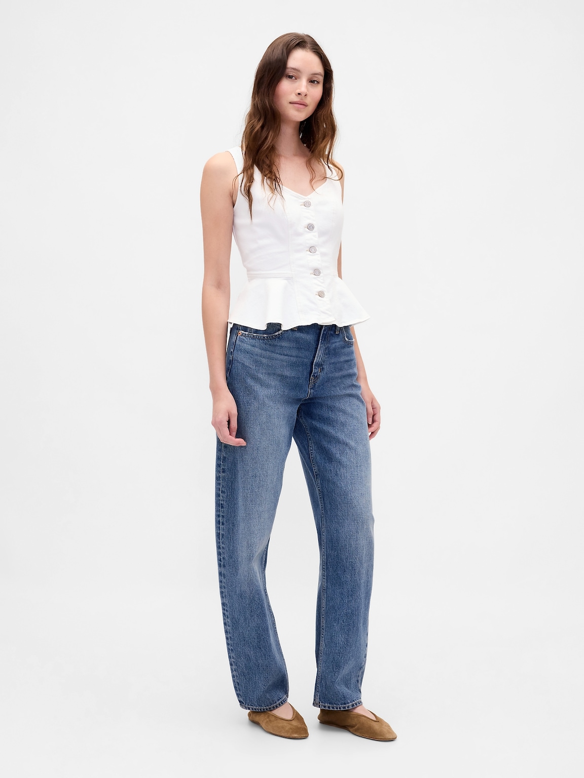 Denim Peplum Tank Top