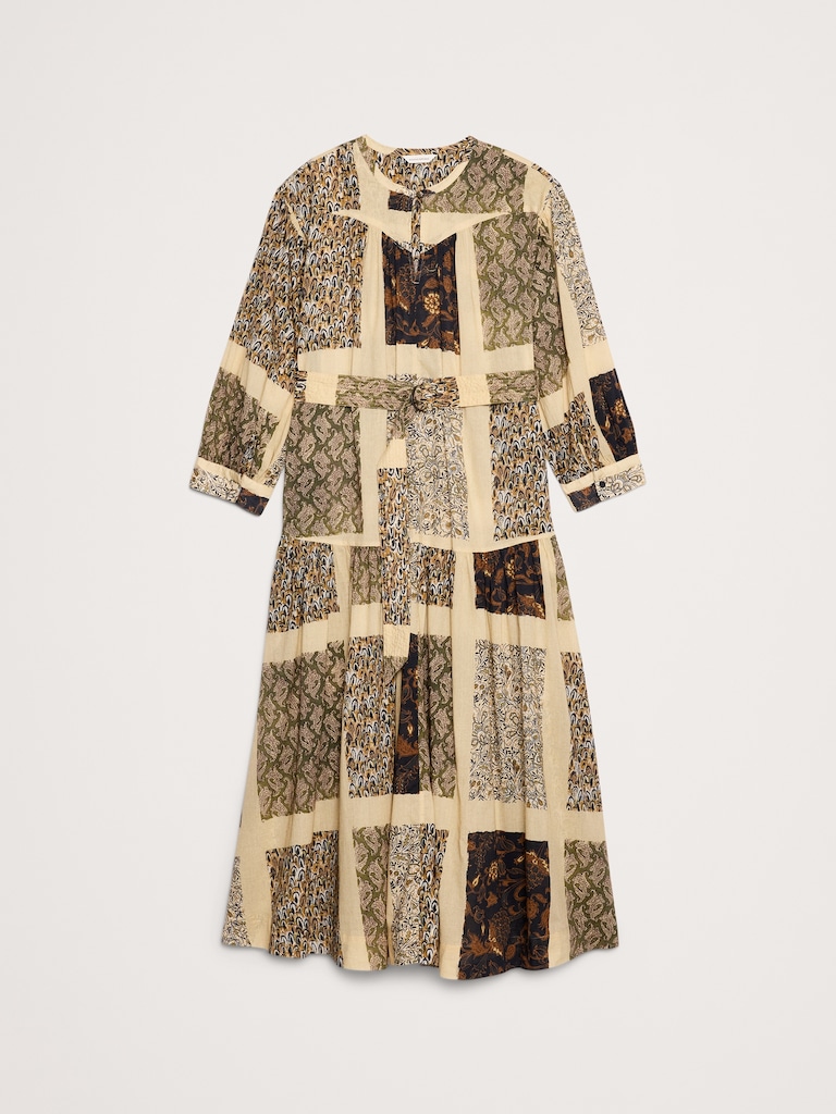 Cotton Tiered Maxi Shirt Dress