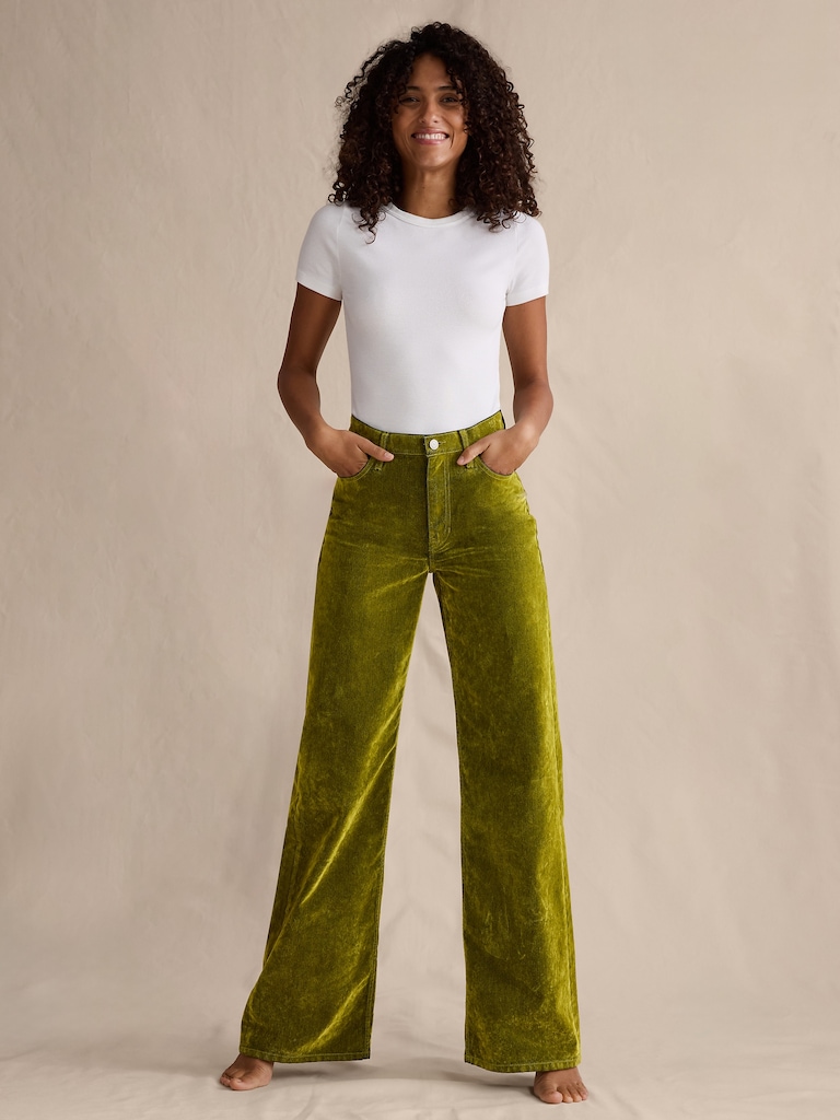 The Icon Classic Wide-Leg Flocked Jean