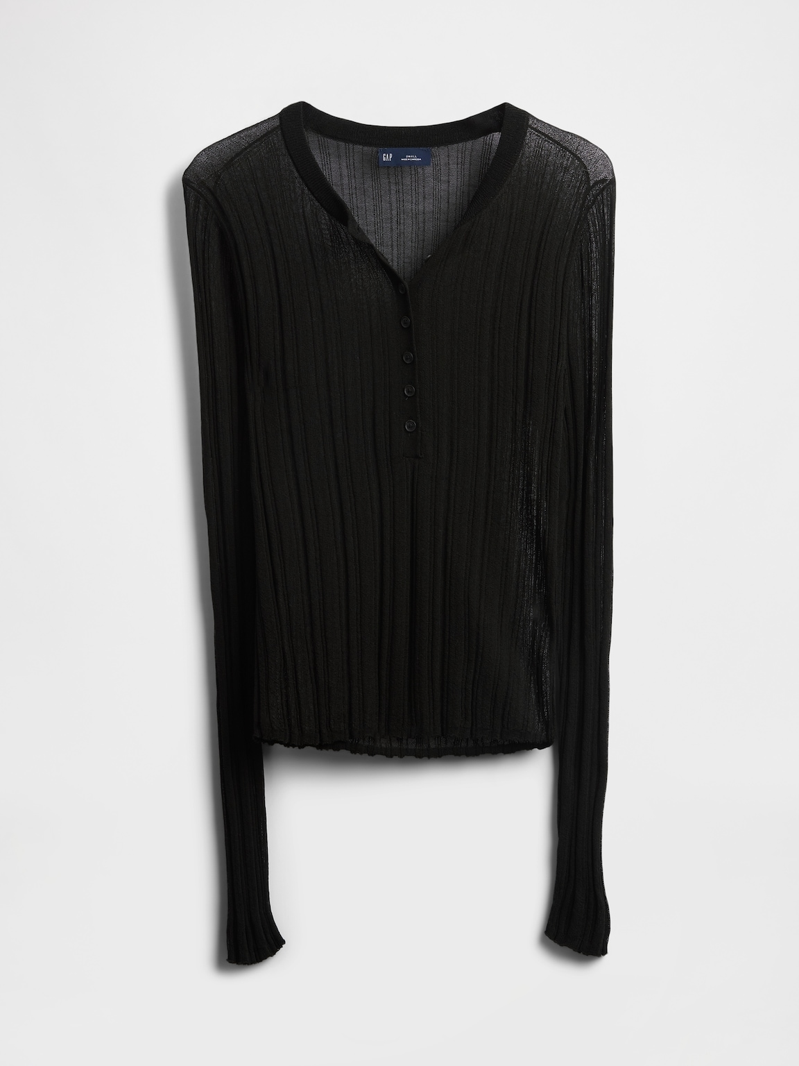 Sheer Rib Henley Sweater