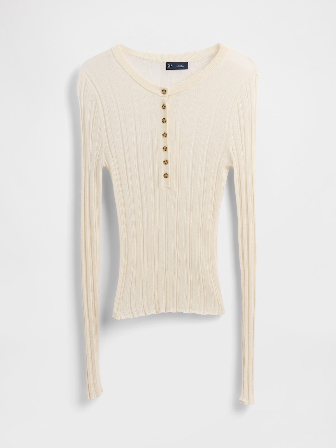Sheer Rib Henley Sweater