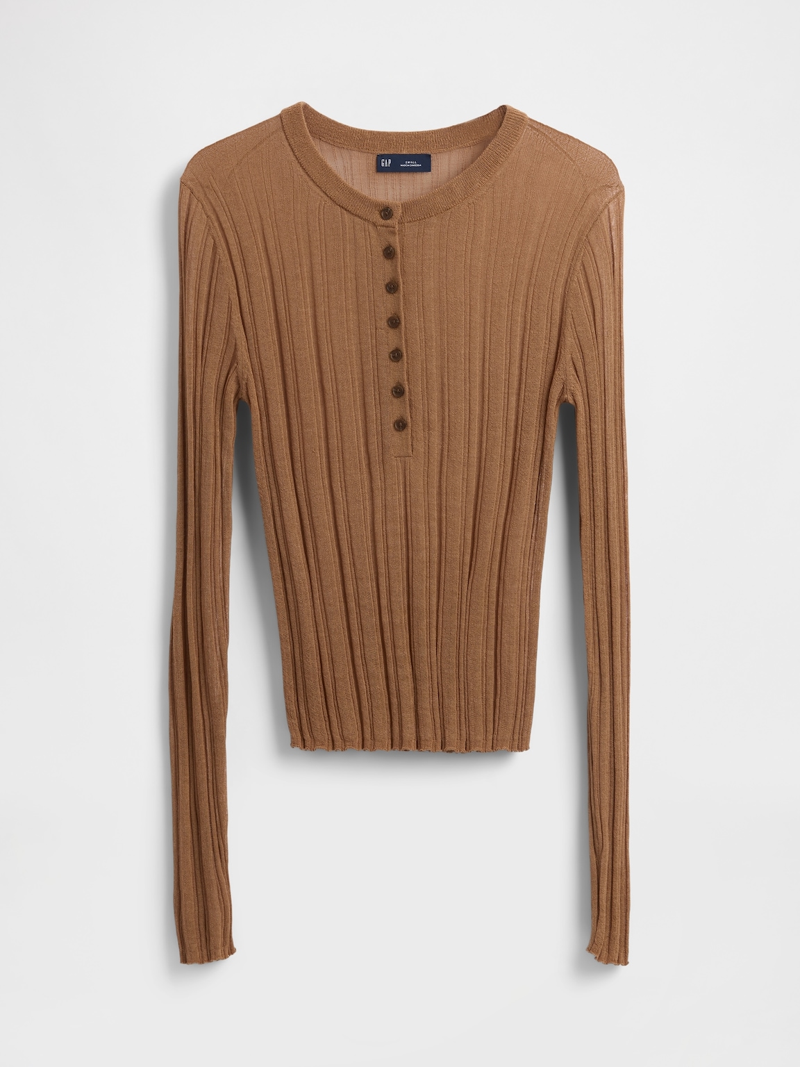 Sheer Rib Henley Sweater