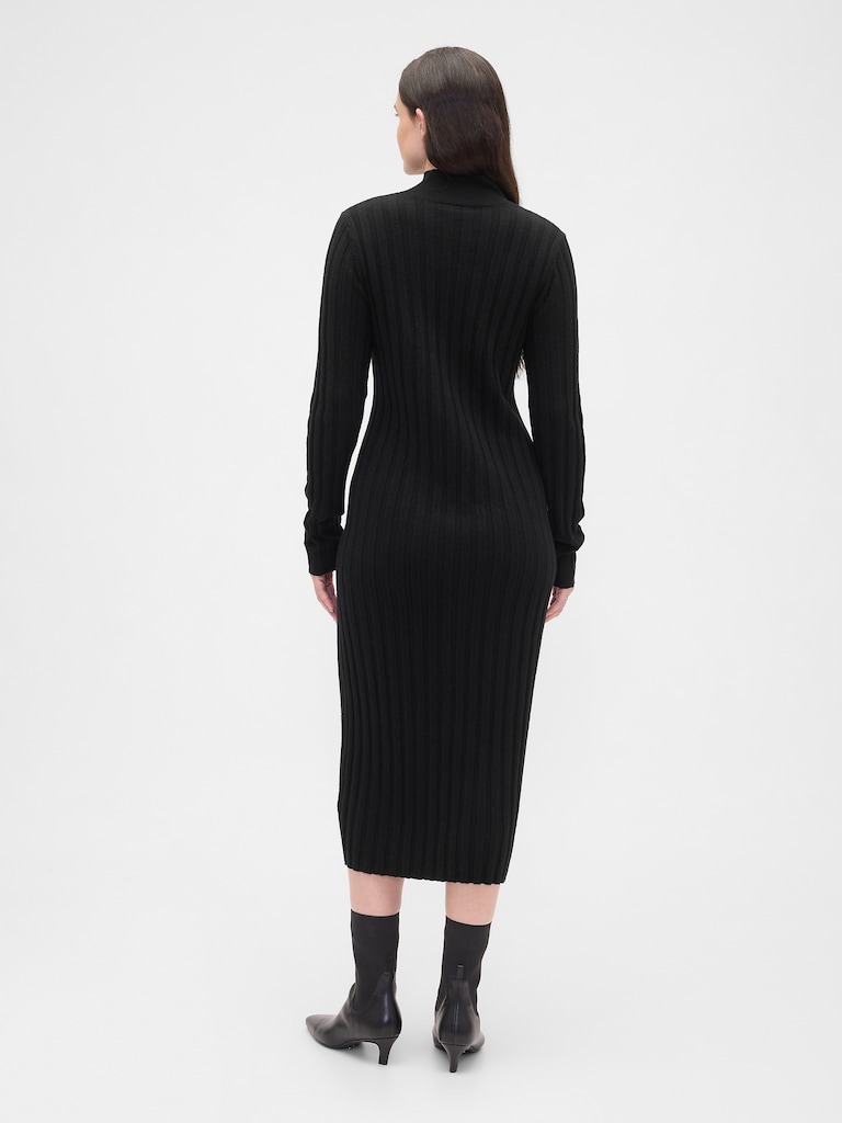 CashSoft Ribbed Mockneck Midi Dress