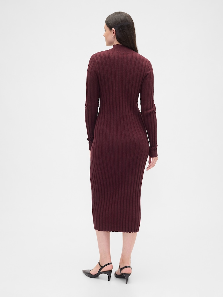 CashSoft Ribbed Mockneck Midi Dress
