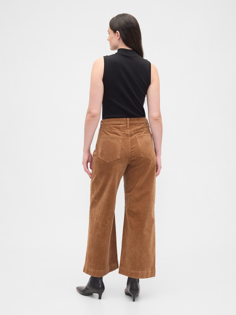 High Rise Wide-Leg Crop Corduroy Pants