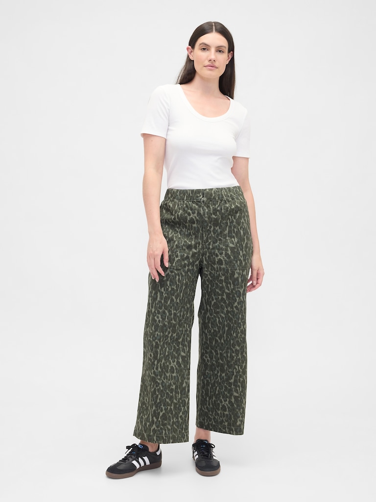 High Rise Print Easy Wide-Leg Khakis