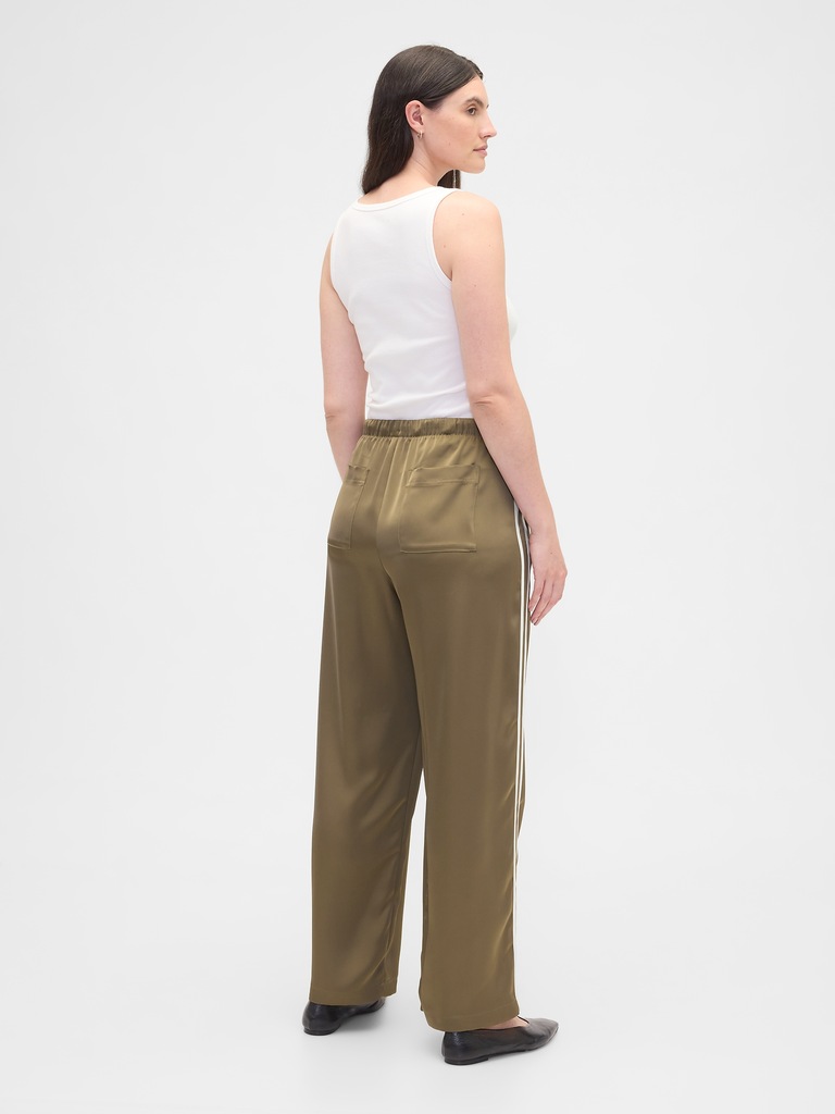 Relaxed Satin Straight-Leg Crop Pants