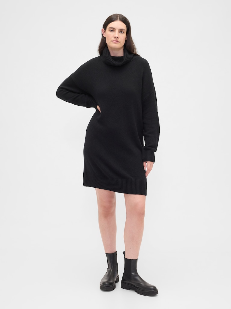 CashSoft Relaxed Turtleneck Sweater Mini Dress