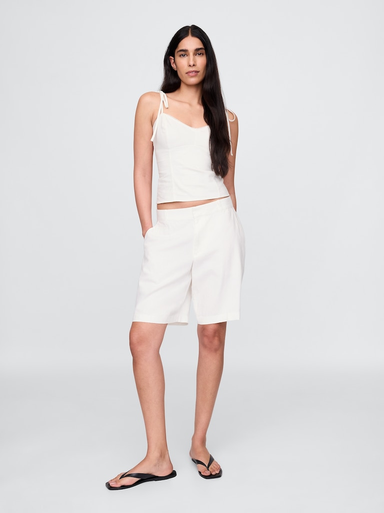 365 Low Rise Linen-Blend Trouser Shorts