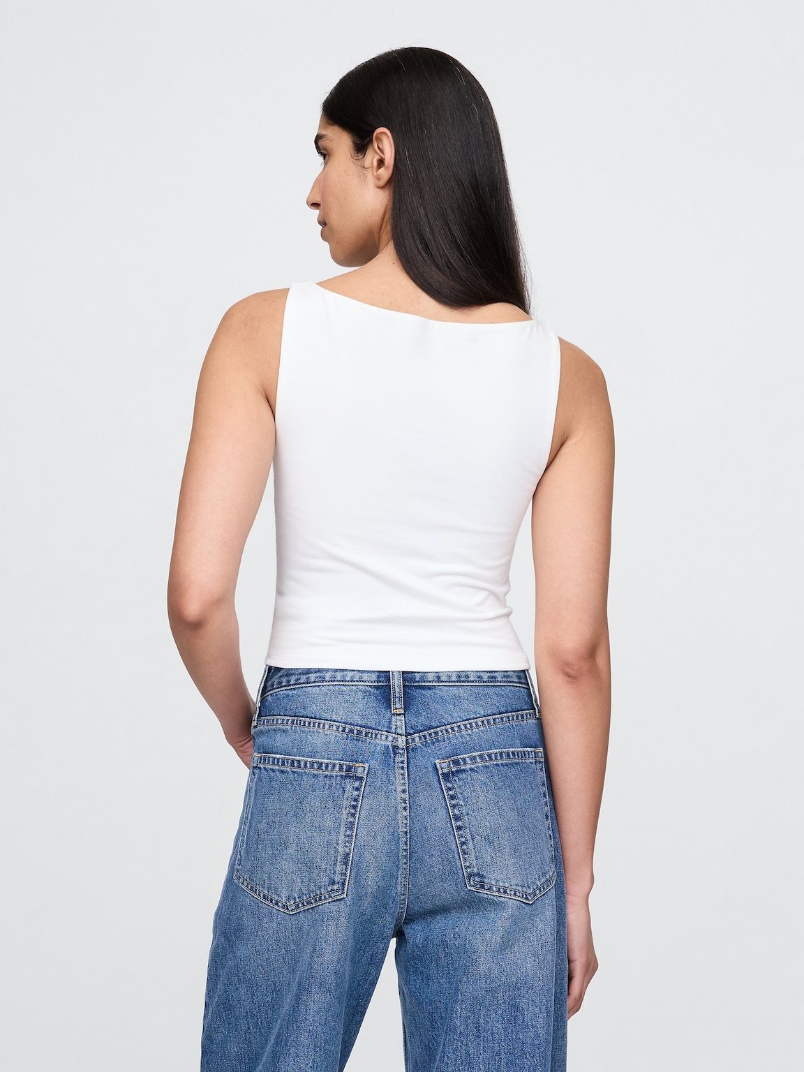 CloseKnit Jersey Boatneck Crop Tank Top