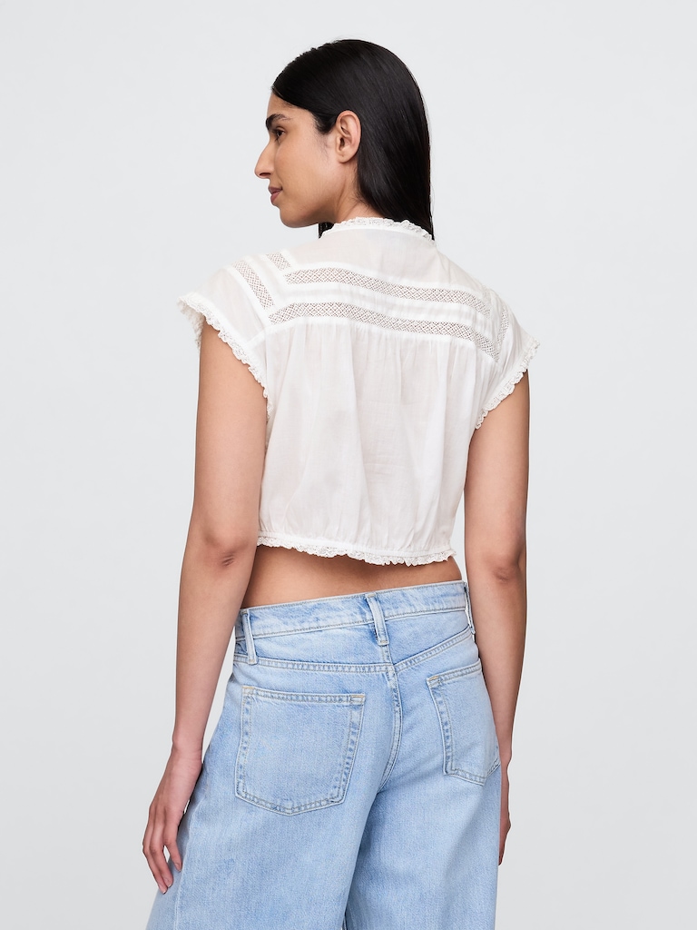 Ruffle Pintuck Crop Top