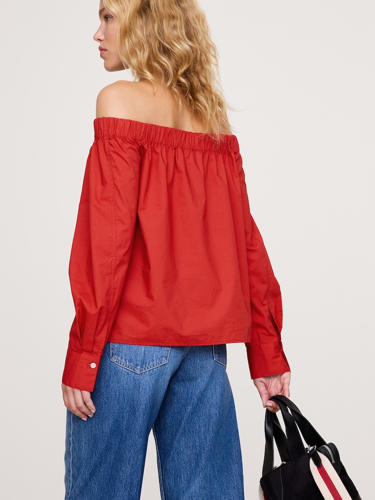 Cotton Poplin Off-the-Shoulder Top