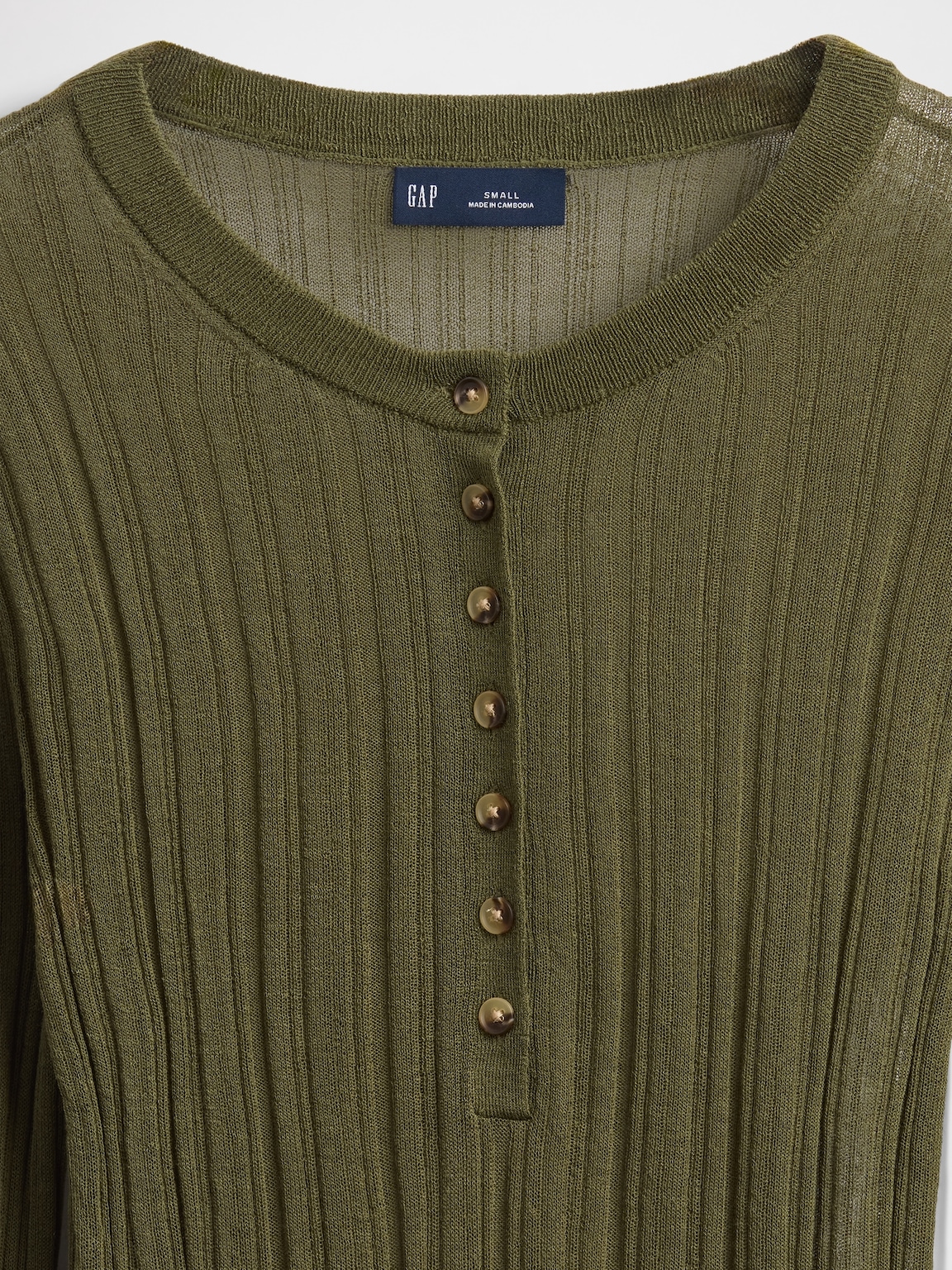 Sheer Rib Henley Sweater