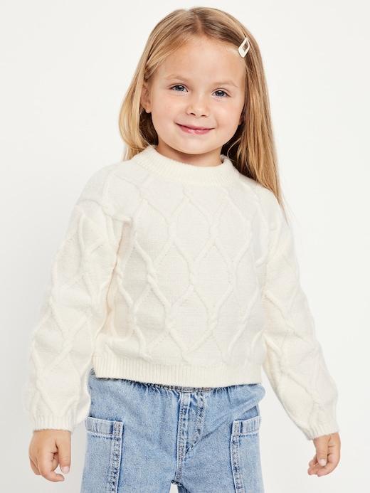Long Long-Sleeve Cable-Knit Sweater for Toddler Girls clearance deal