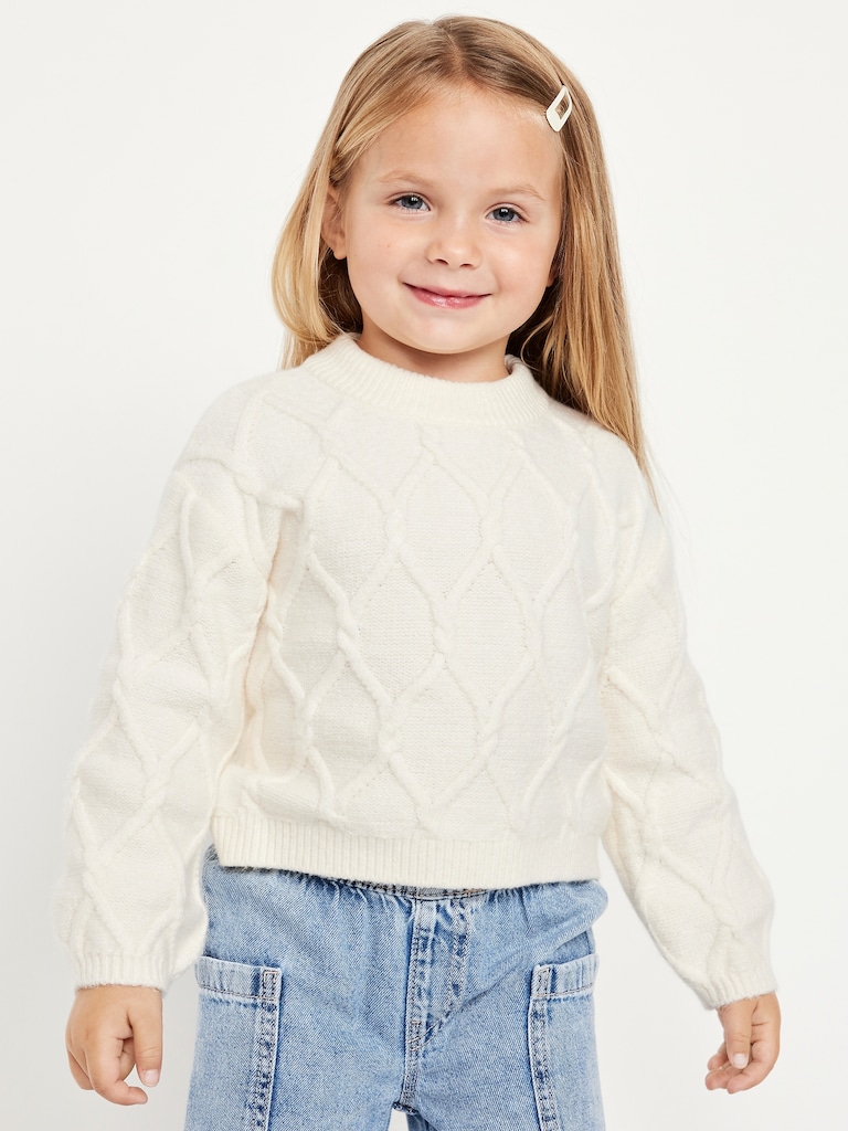 Long-Sleeve Cable-Knit Sweater for Toddler Girls