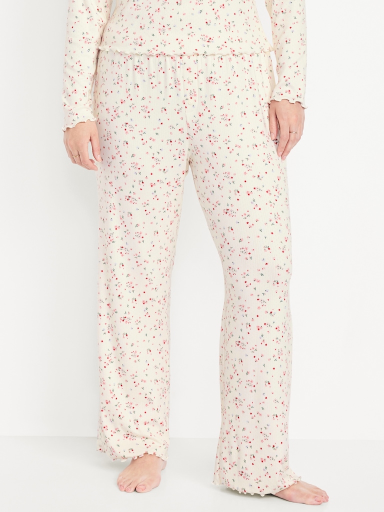 High-Waisted Cozy Rib Pajama Pants