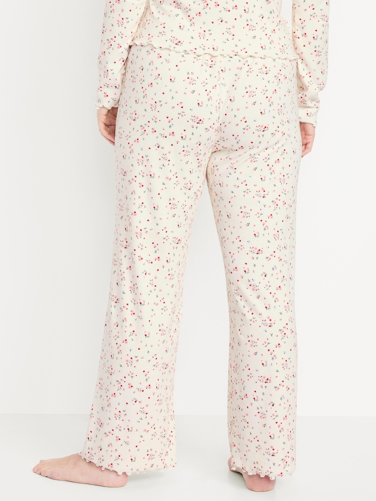 High-Waisted Cozy Rib Pajama Pants