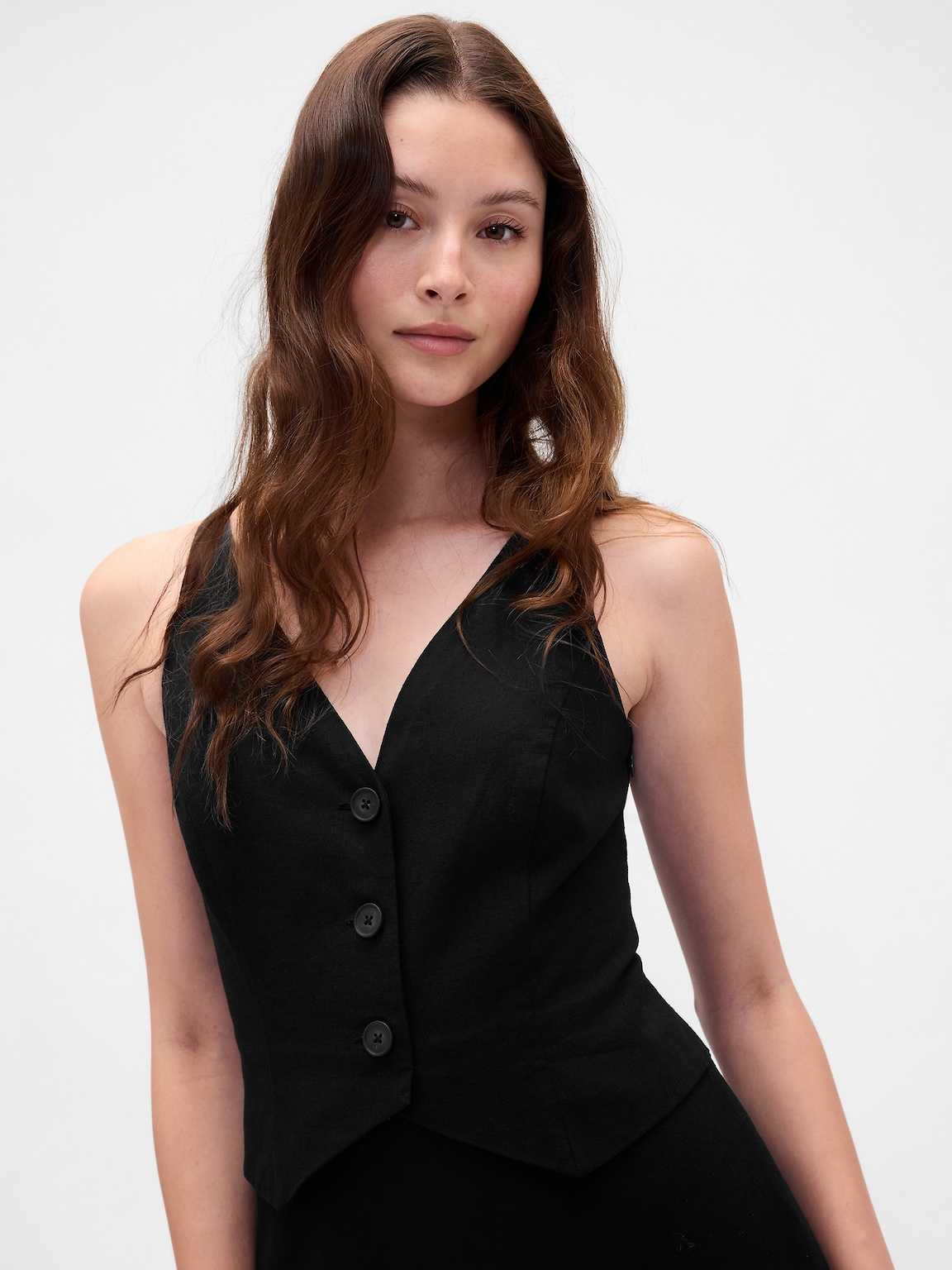 Linen-Blend Vest Maxi Dress