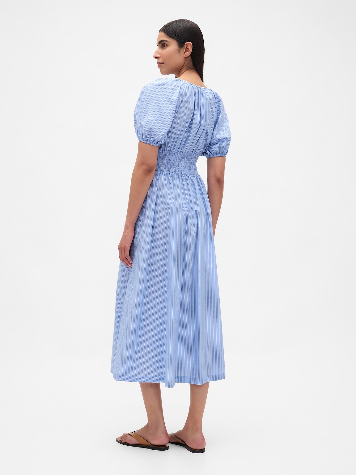 Puff-Sleeve Midi Dress