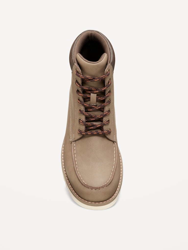 Faux-Leather Work Boots for Men