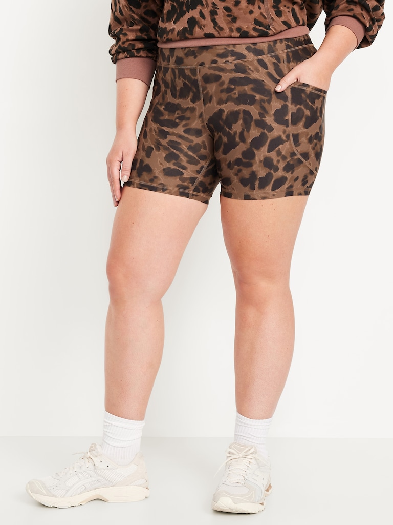 High-Waisted PowerSoft Pocket Biker Shorts -- 6-inch inseam