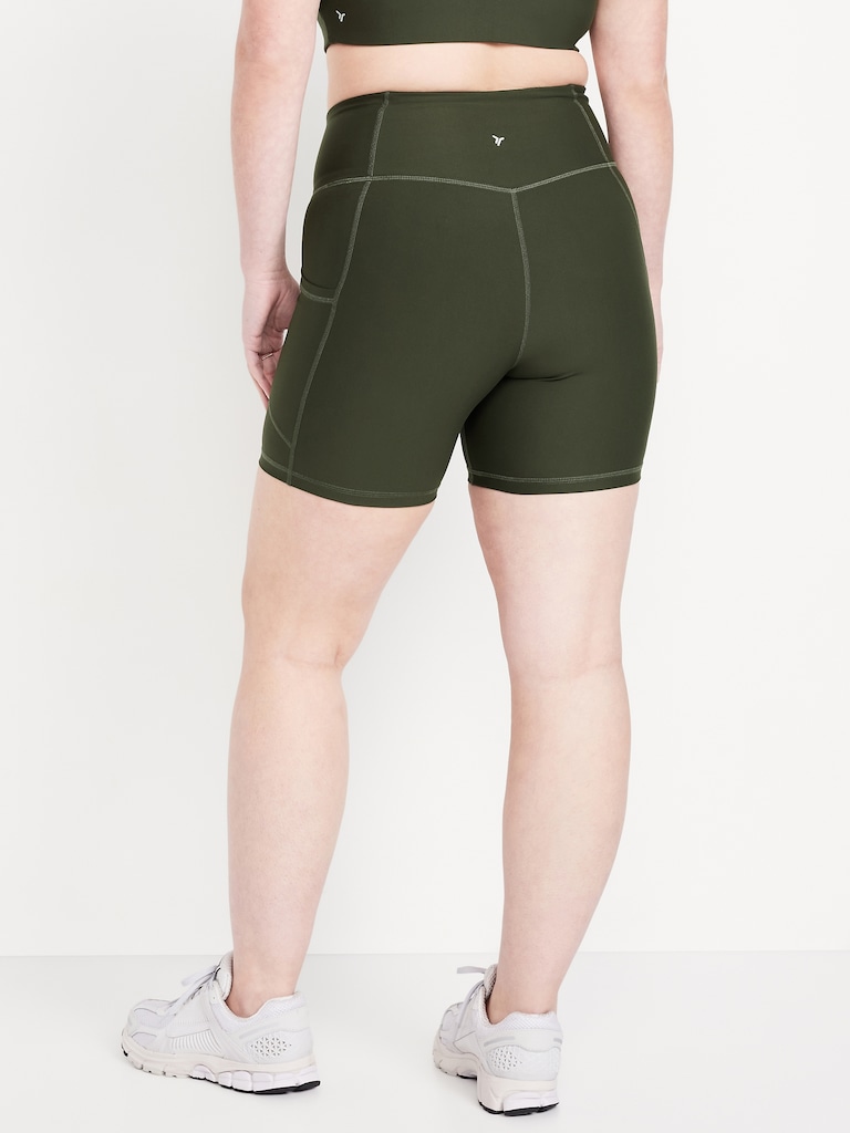 High-Waisted PowerSoft Pocket Biker Shorts -- 6-inch inseam