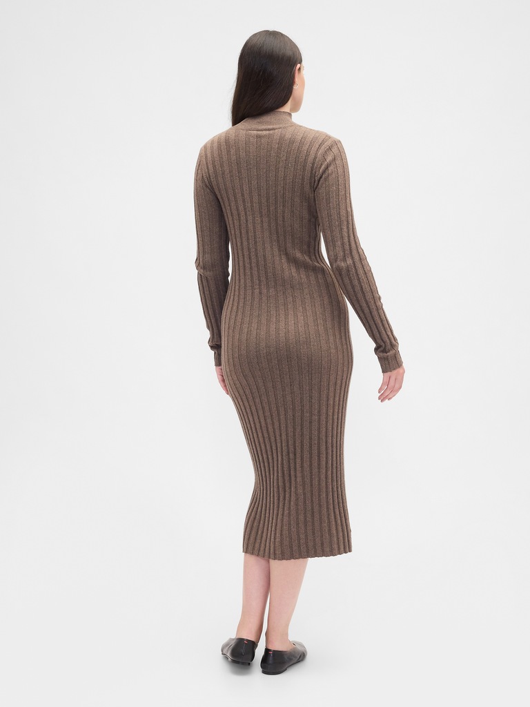 CashSoft Ribbed Mockneck Midi Dress