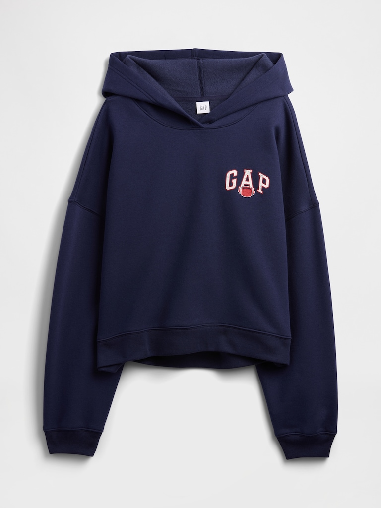 Relaxed Cropped Wedge Graphic Hoodie