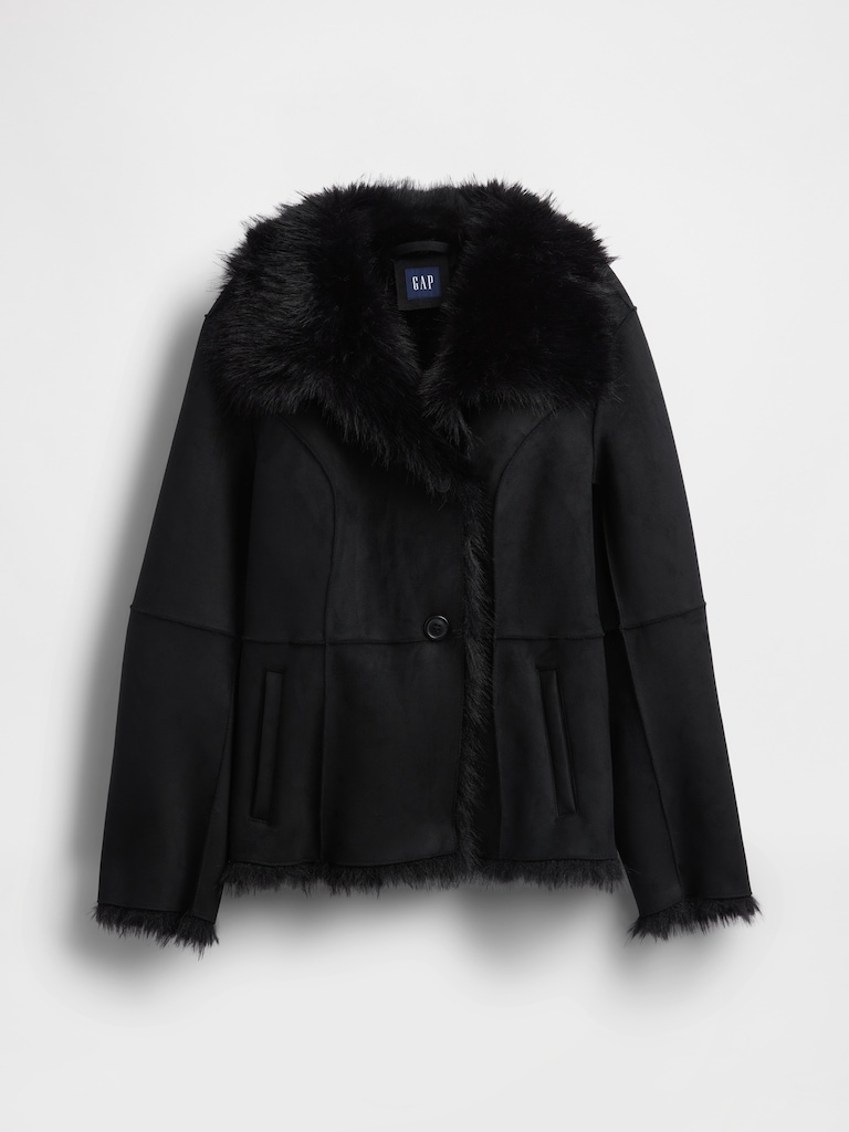 Vegan Suede & Faux Fur Jacket
