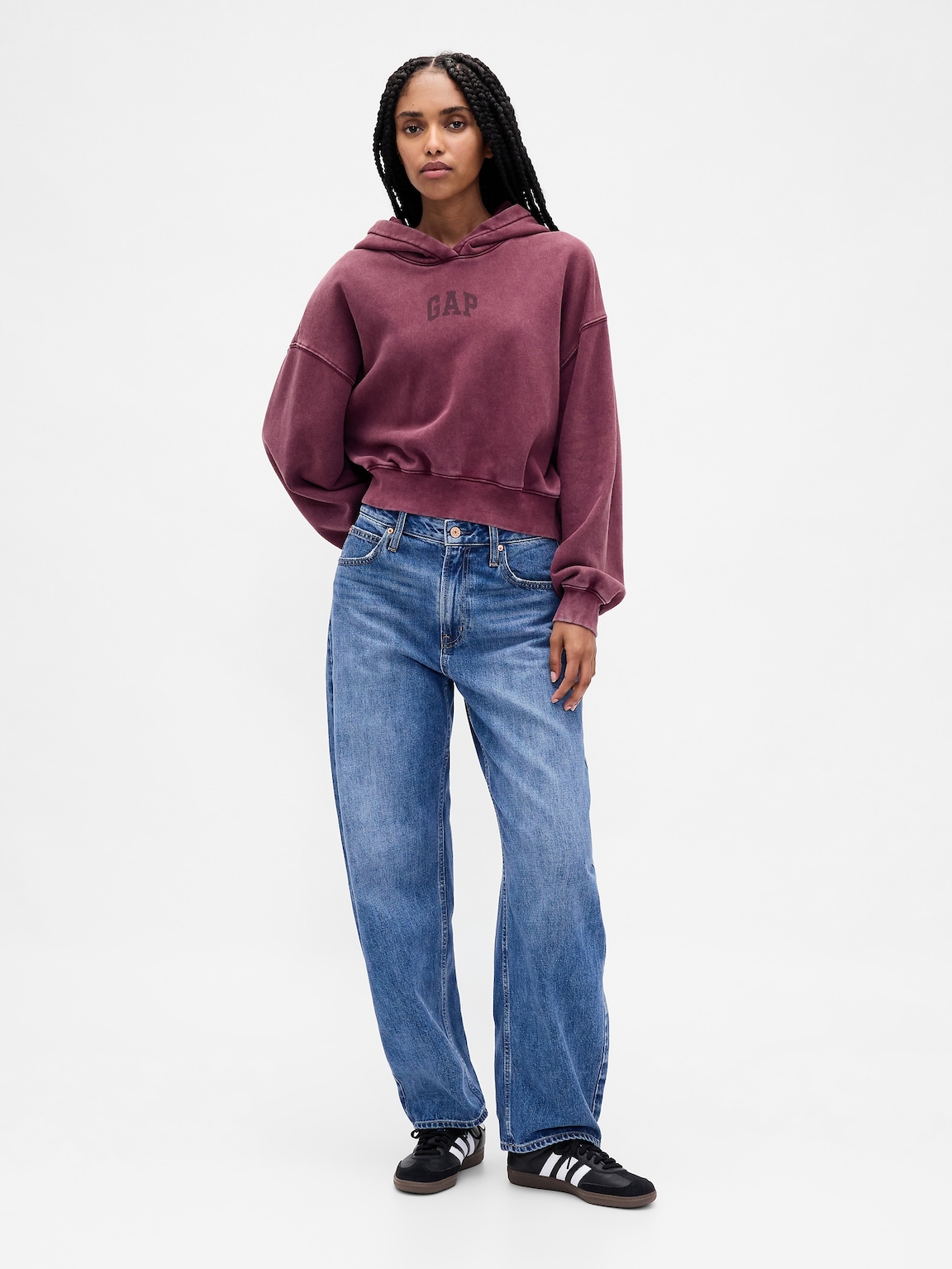 VintageSoft Crop Logo Hoodie