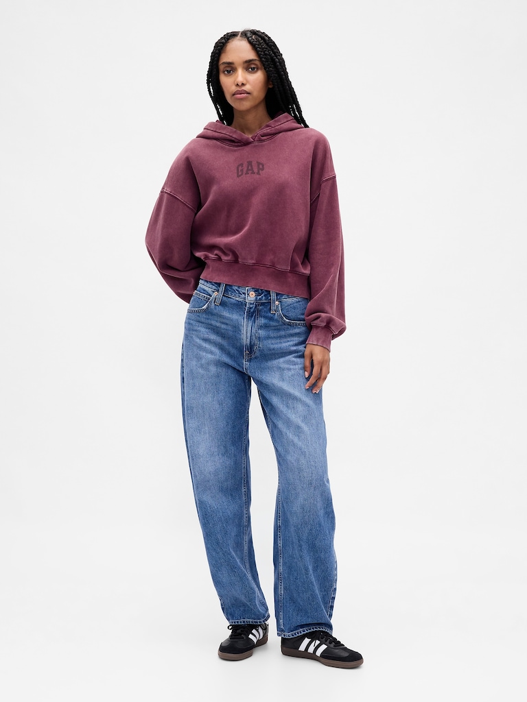 VintageSoft Crop Logo Hoodie