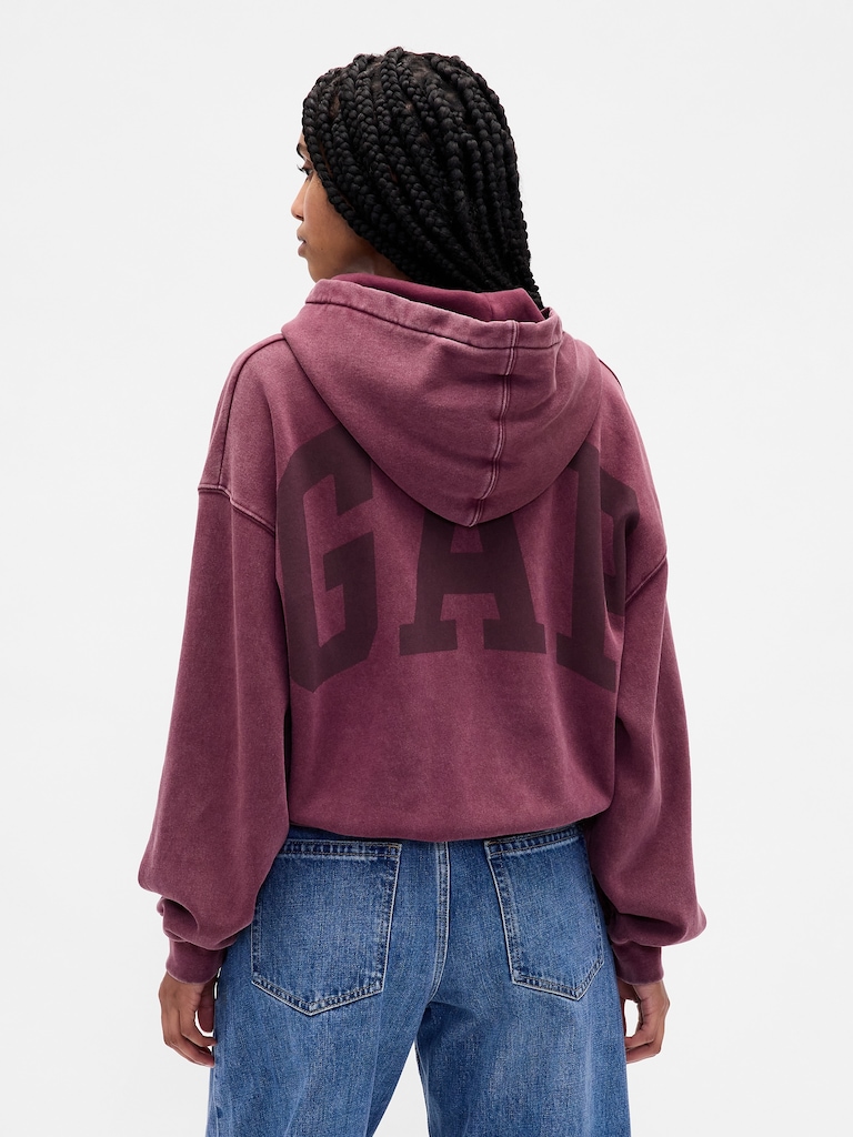VintageSoft Crop Logo Hoodie