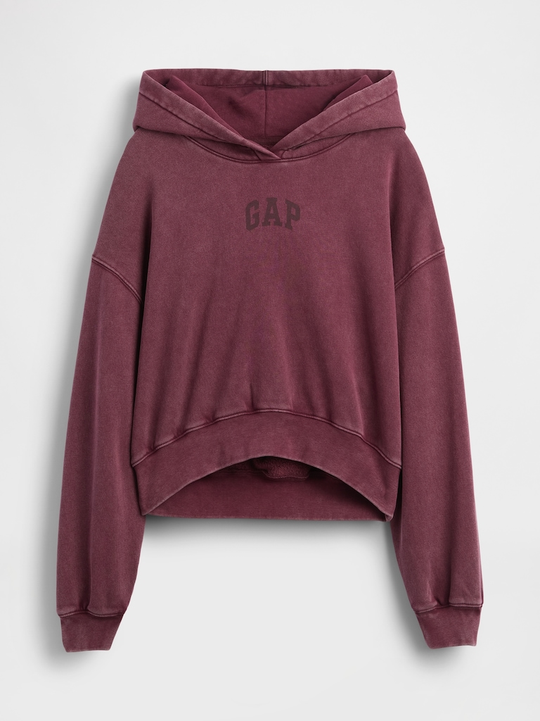 VintageSoft Crop Logo Hoodie