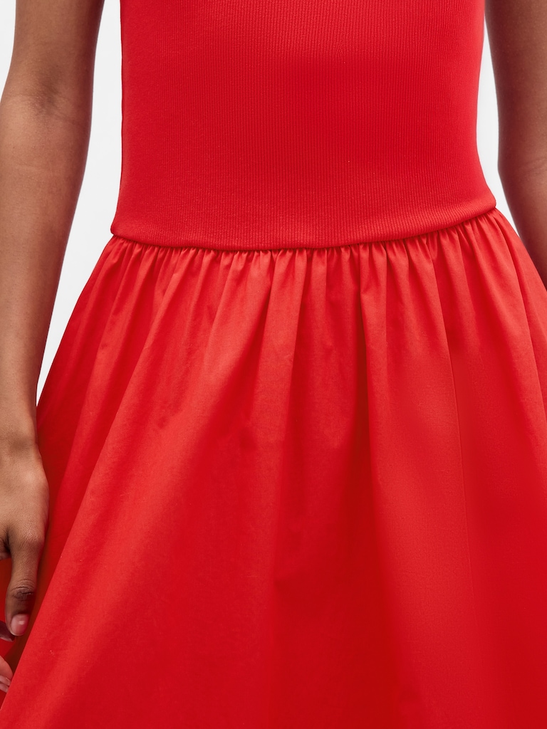 Mixed Media Drop-Waist Maxi Dress