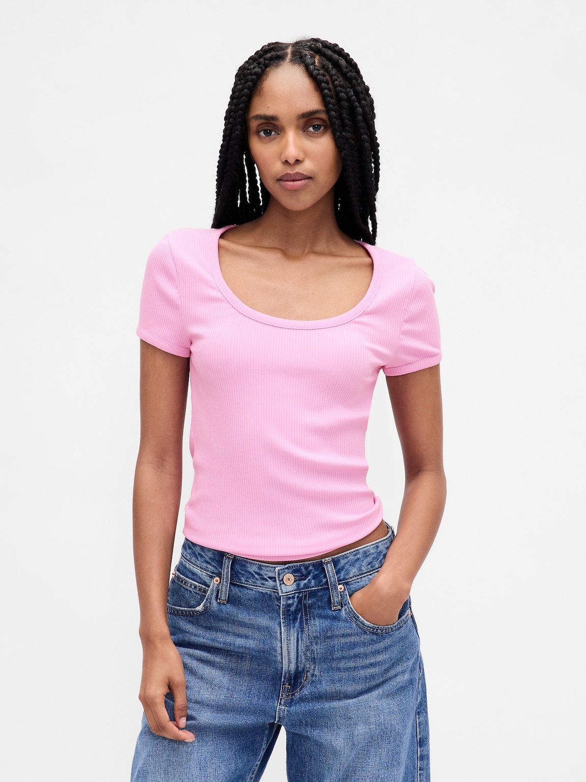 Modern Rib Scoop Crop T-Shirt
