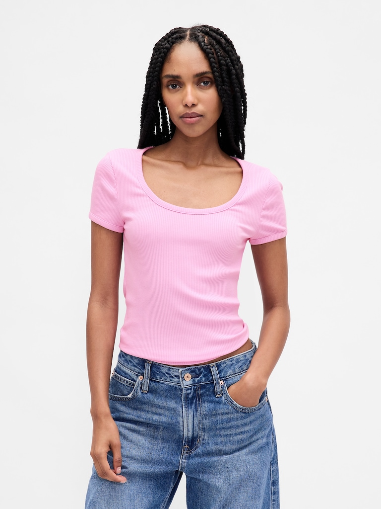 Modern Rib Scoop Crop T-Shirt