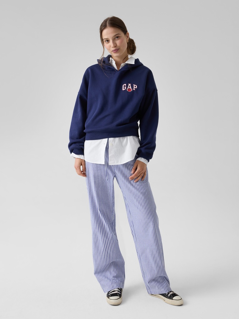 Relaxed Cropped Wedge Graphic Hoodie