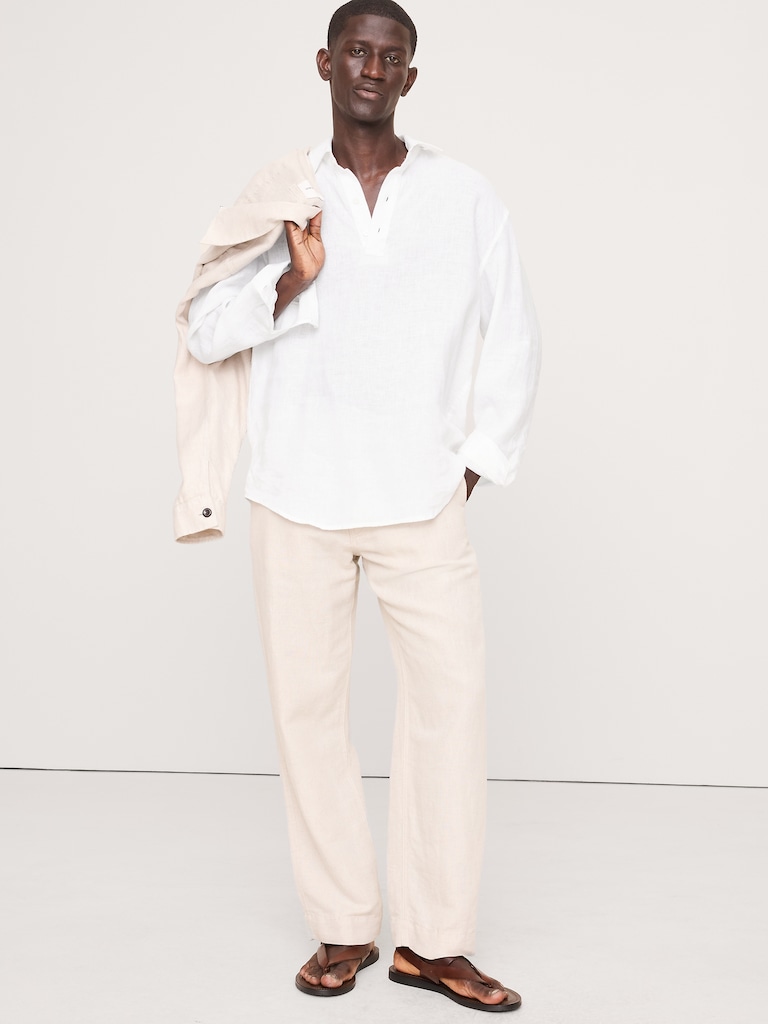 Relaxed-Fit Linen Popover Shirt